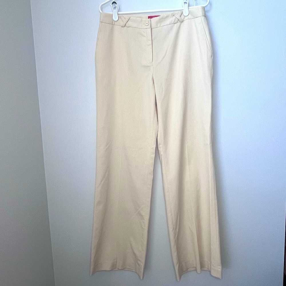 Oscar De La Renta High Rise Cream Slacks Size 10 Off White Pants